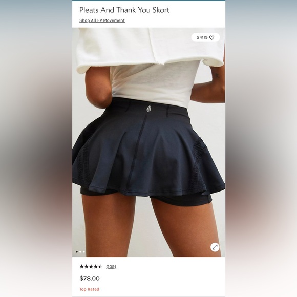 FP Movement Pleats and Thank You Skort - Black - Size Medium - Picture 5 of 5